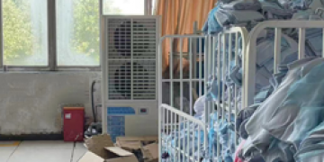 大型廠房車間降溫用蒸發冷省電空調和工業環保空調，制冷降溫效果好